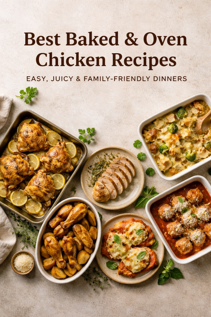 baked oven chicken recipes collage thighs drumsticks breast casseroles dinner