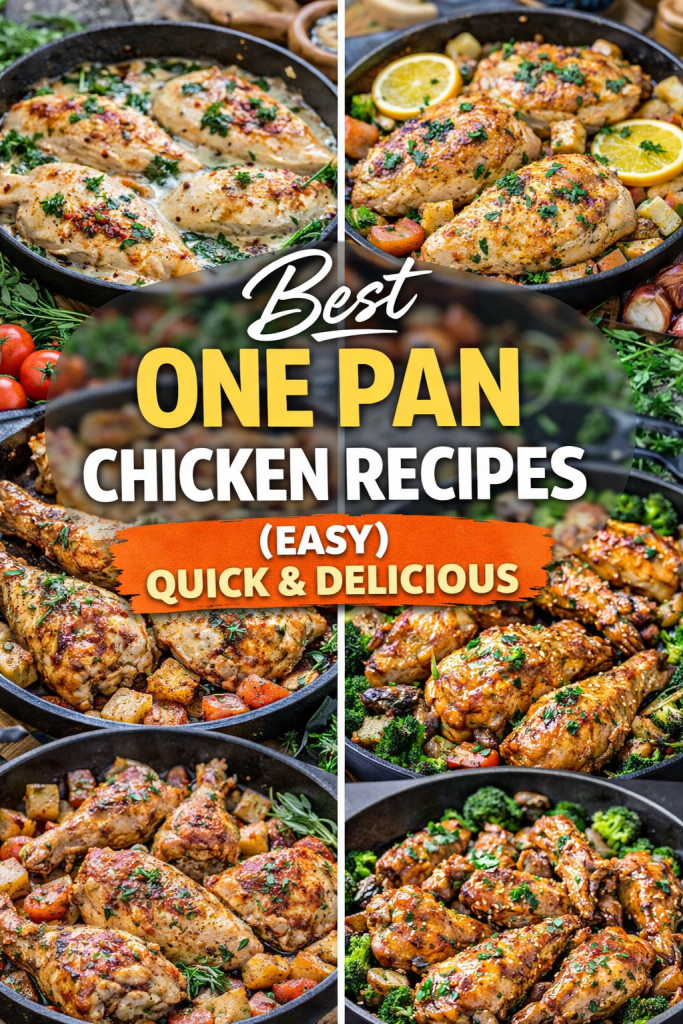 one pan chicken recipes collage skillet thighs breast wings easy dinner